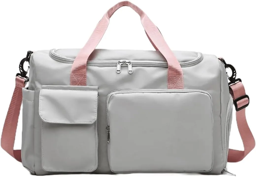 Personalized Weekender Bag for Men and Women - Custom Duffle Bag for Travel and Gym (Grey Custom with Text or Logo)