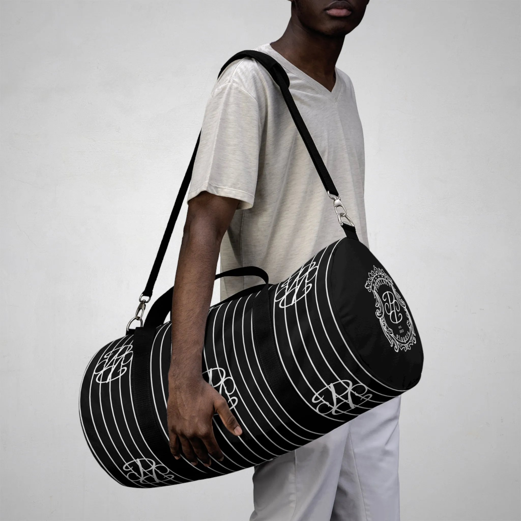 Phallacy Players Striped Designer Duffel Bag