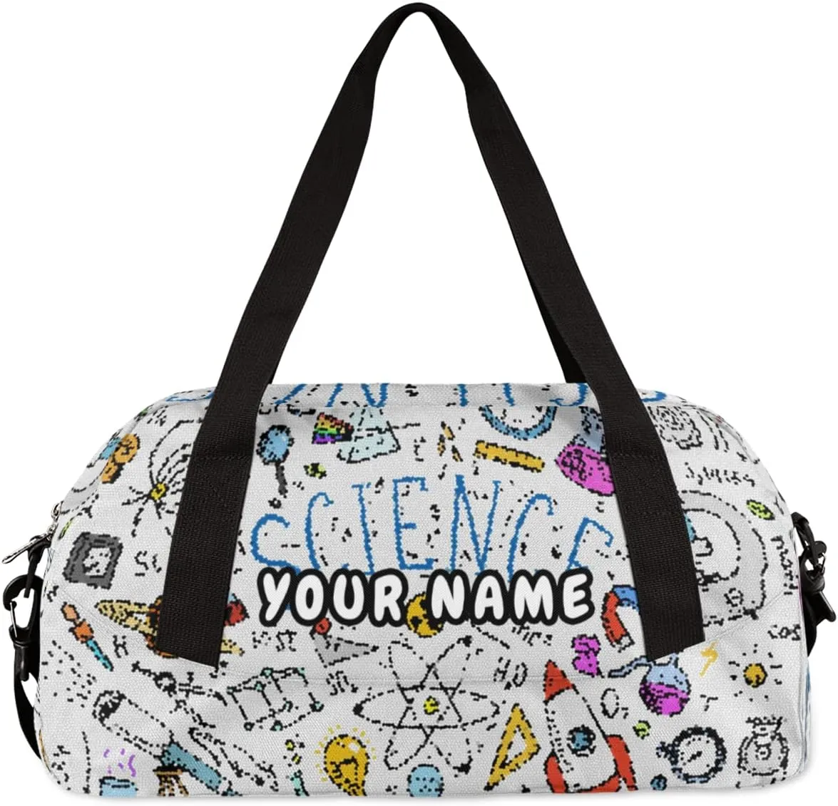 Physics Mathematics Scientific Formulas Personalized Kids Duffel Bag for Girls Boys, Physics Debris Custom Name Dance Bag Overnight Small Duffel Bag Carry On Weekend Sports Travel Bag for School Practice Gymnastics Ballet