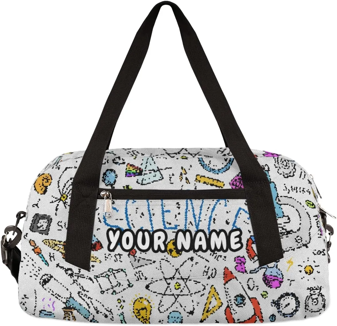 Physics Mathematics Scientific Formulas Personalized Kids Duffel Bag for Girls Boys, Physics Debris Custom Name Dance Bag Overnight Small Duffel Bag Carry On Weekend Sports Travel Bag for School Practice Gymnastics Ballet