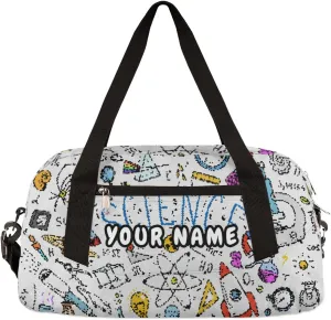 Physics Mathematics Scientific Formulas Personalized Kids Duffel Bag for Girls Boys, Physics Debris Custom Name Dance Bag Overnight Small Duffel Bag Carry On Weekend Sports Travel Bag for School Practice Gymnastics Ballet