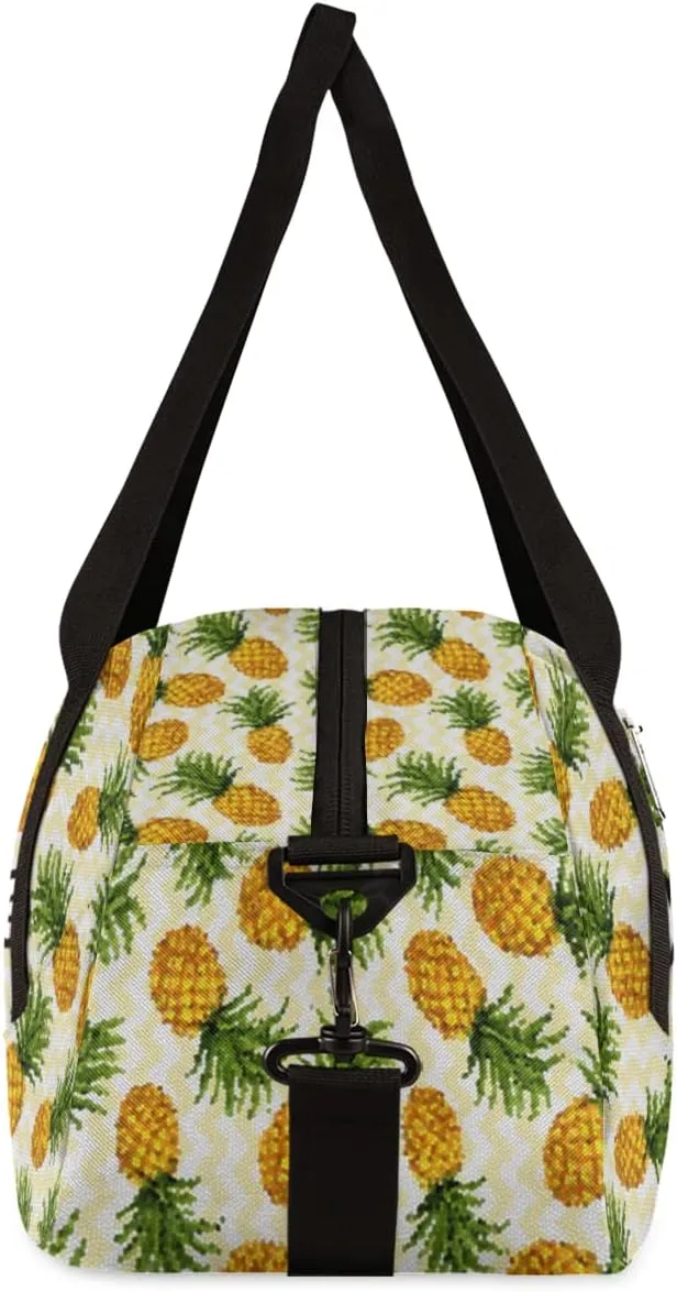 Pineapple Pattern Personalized Kids Duffel Bag for Girls Boys, Pineapple Debris Custom Name Dance Bag Overnight Small Duffel Bag Carry On Sports Travel Bag for School Practice Gymnastics Ballet