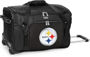 Pittsburgh Steelers Lightweight 22-inch Wheeled Duffel Bag with Telescopic Handle - Perfect Overnight Bag for Travel, Weekend Getaways, Airports, Gym, and Commuting