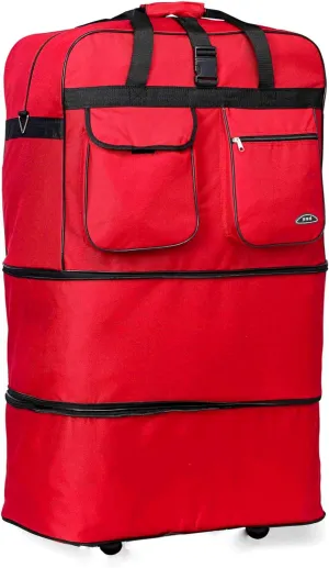 Pod 30" / 36" / 40" Expandable Rolling Wheeled Duffle bag Spinner Luggage suitcase (Red, 30-inch)