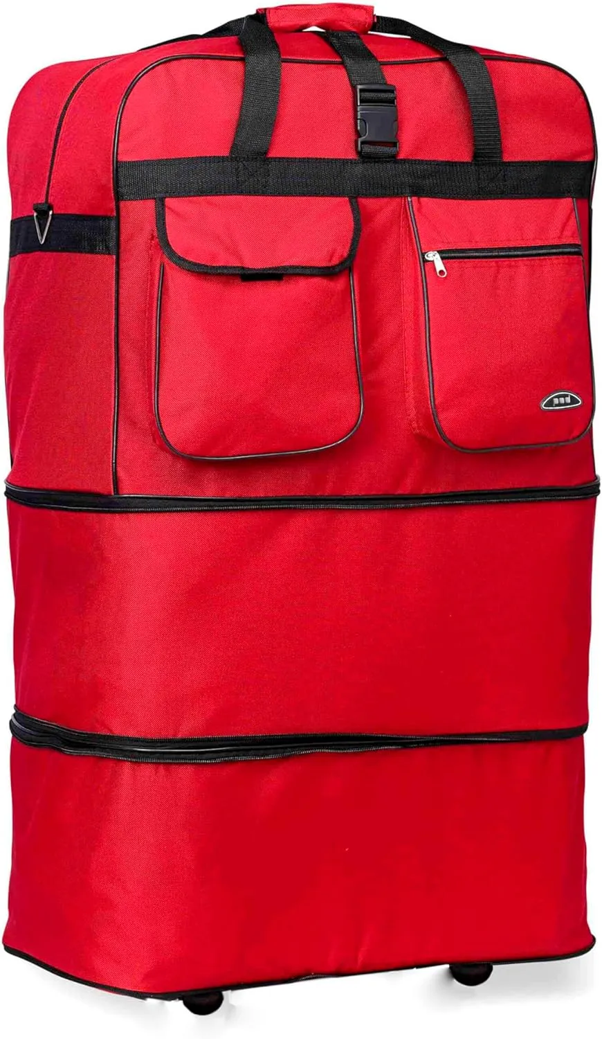 Pod 30" / 36" / 40" Expandable Rolling Wheeled Duffle bag Spinner Luggage suitcase (Red, 30-inch)