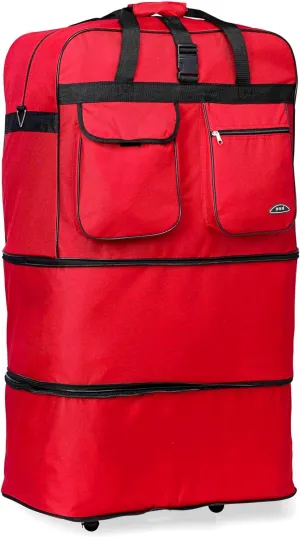 Pod 30" / 36" / 40" Expandable Rolling Wheeled Duffle bag Spinner Luggage suitcase (Red, 40-inch)