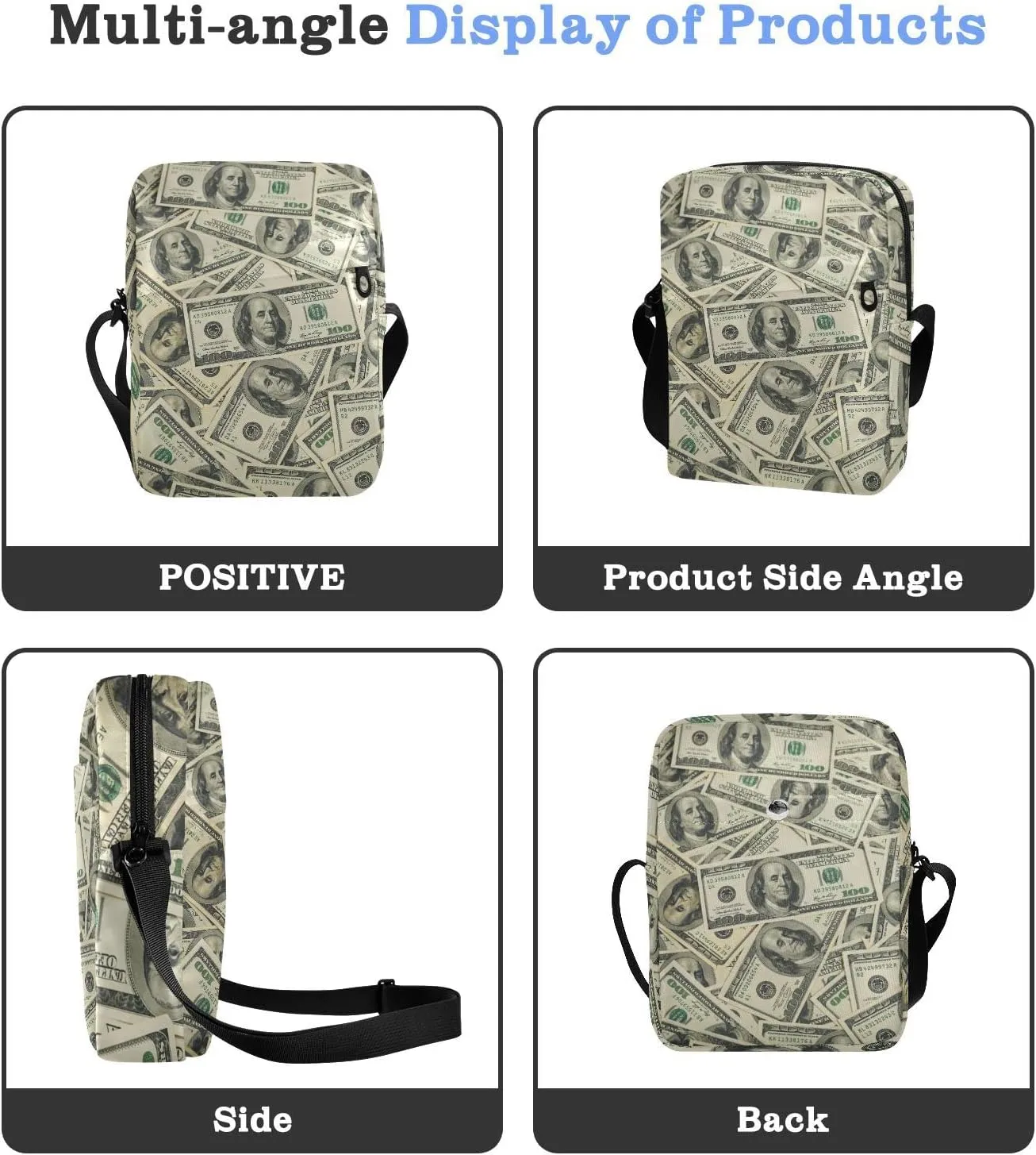 Poeticcity Crossbody Phone Bag, Small Messenger Shoulder Bag, Cash Handbag Wallet Purse