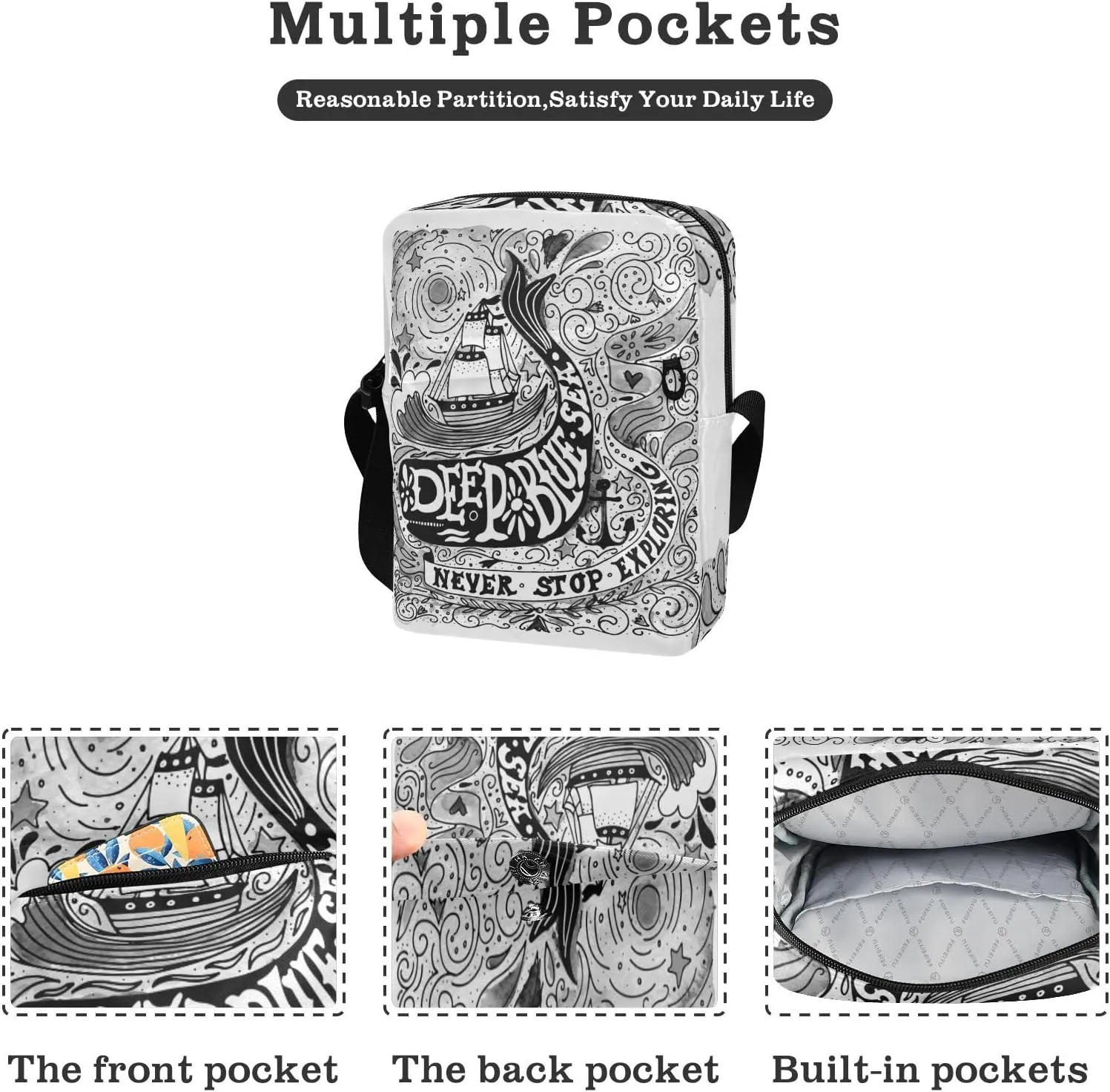 Poeticcity Crossbody Phone Bag, Small Messenger Shoulder Bag, Cash Handbag Wallet Purse