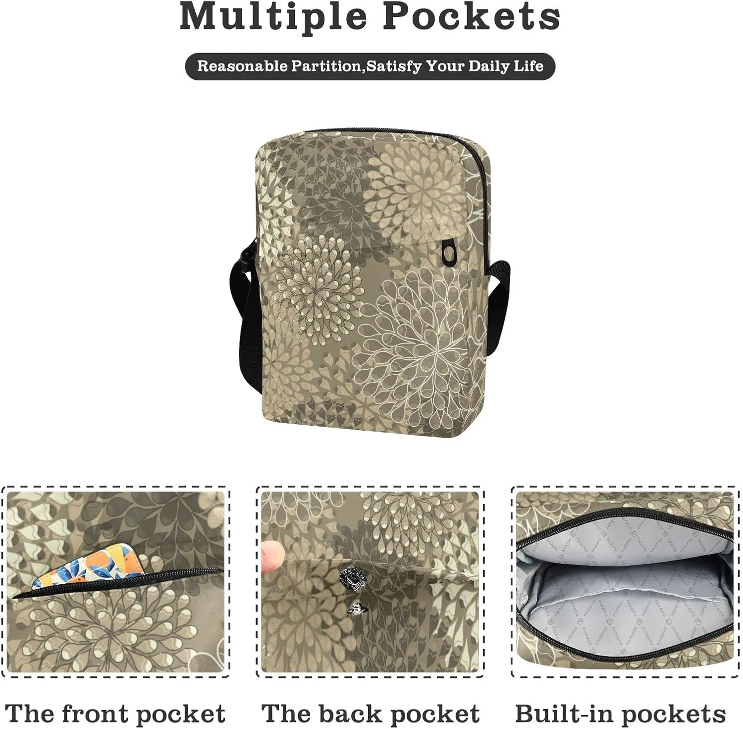 Poeticcity Crossbody Phone Bag, Small Messenger Shoulder Bag, Cash Handbag Wallet Purse