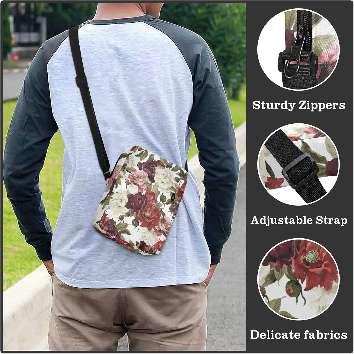 Poeticcity Crossbody Phone Bag, Small Messenger Shoulder Bag, Cash Handbag Wallet Purse