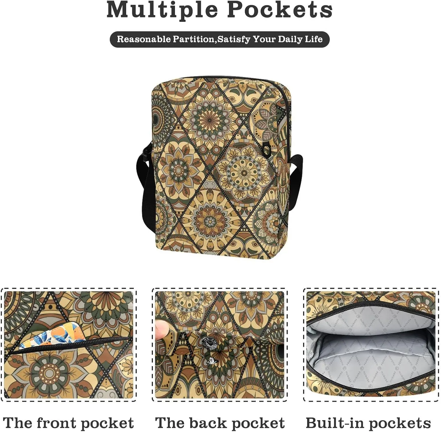 Poeticcity Crossbody Phone Bag, Small Messenger Shoulder Bag, Cash Handbag Wallet Purse