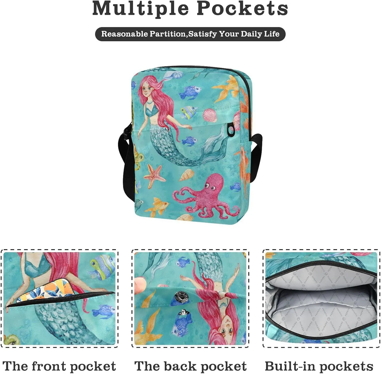 Poeticcity Crossbody Phone Bag, Small Messenger Shoulder Bag, Cash Handbag Wallet Purse