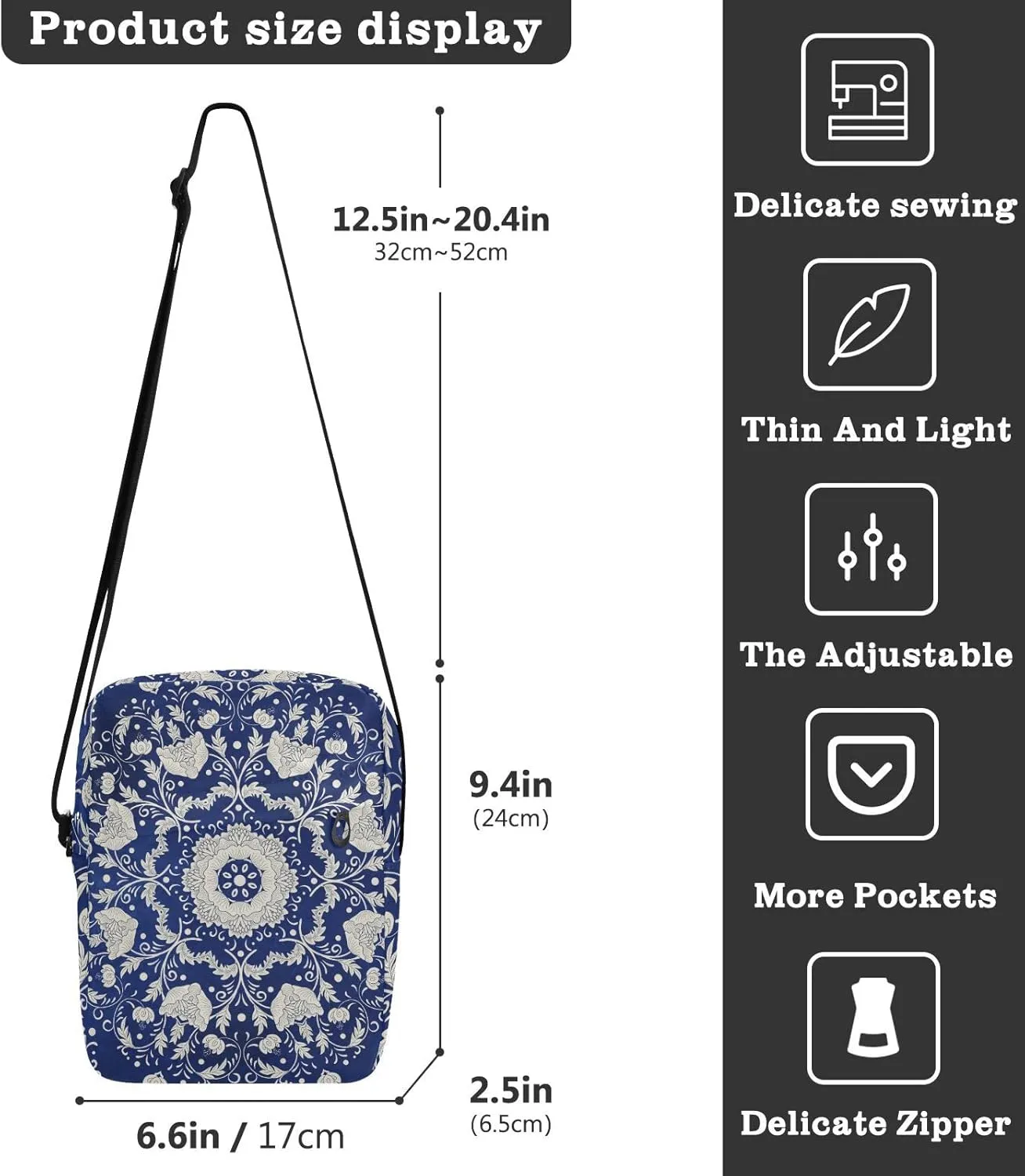 Poeticcity Crossbody Phone Bag, Small Messenger Shoulder Bag, Cash Handbag Wallet Purse