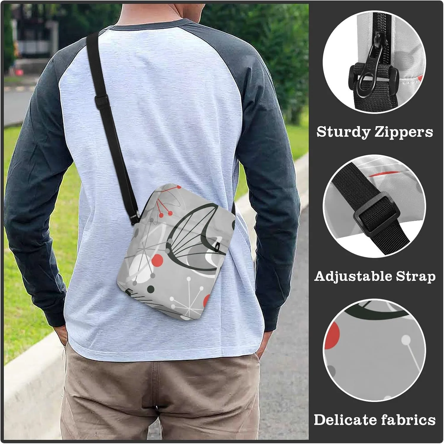 Poeticcity Crossbody Phone Bag, Small Messenger Shoulder Bag, Cash Handbag Wallet Purse