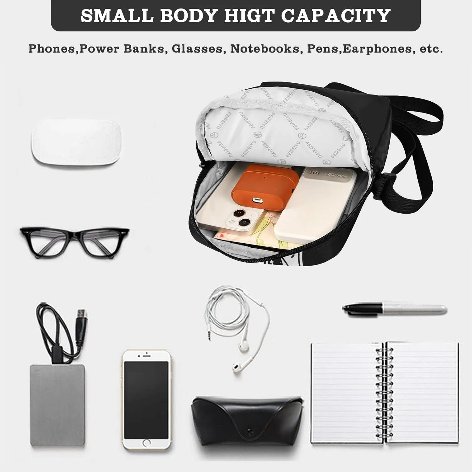 Poeticcity Crossbody Phone Bag, Small Messenger Shoulder Bag, Cash Handbag Wallet Purse