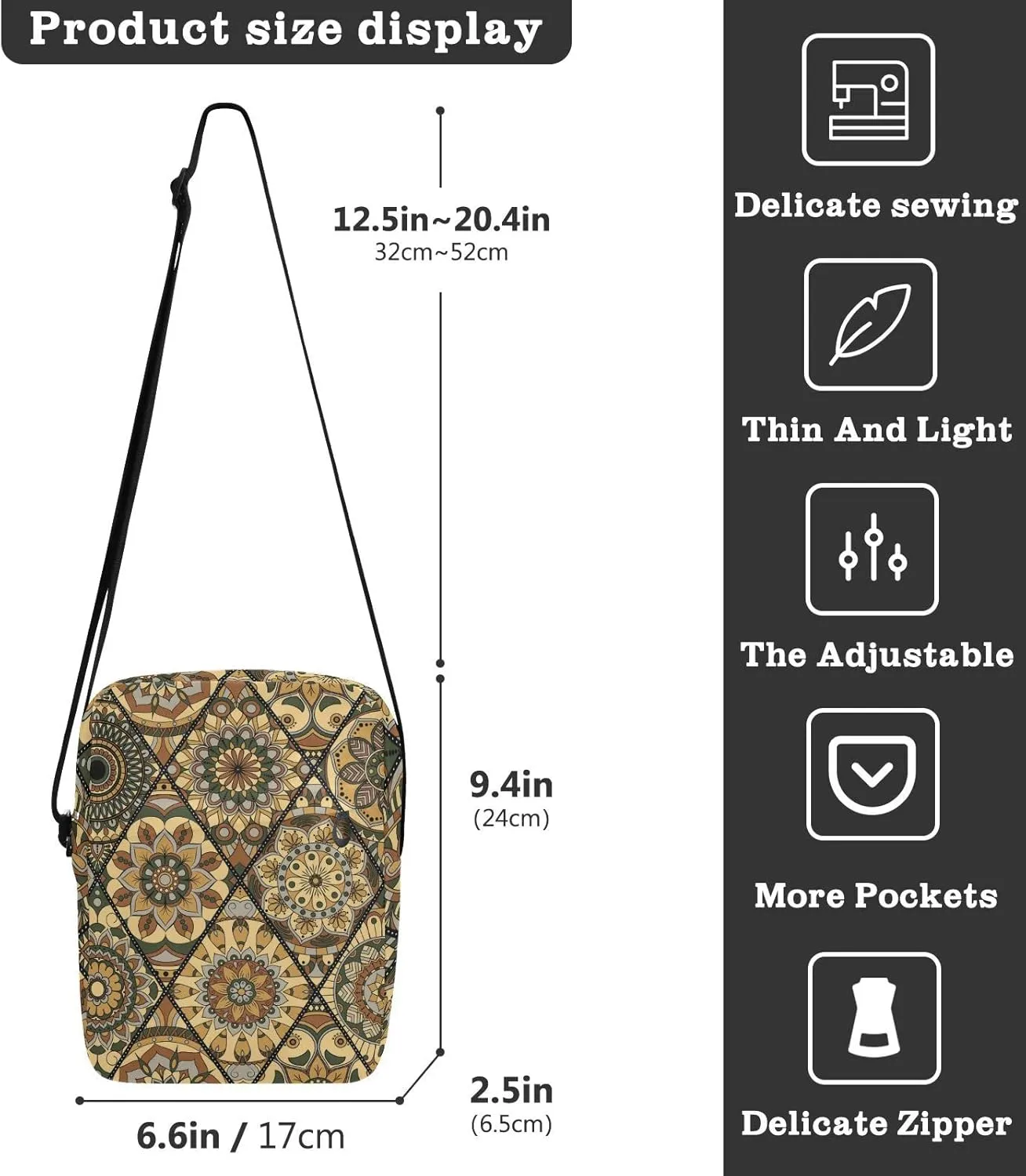 Poeticcity Crossbody Phone Bag, Small Messenger Shoulder Bag, Cash Handbag Wallet Purse