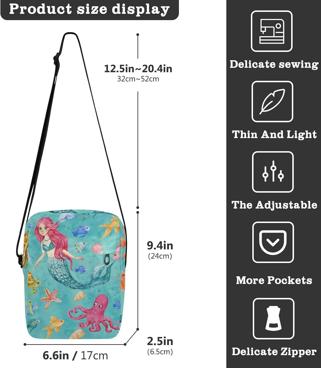 Poeticcity Crossbody Phone Bag, Small Messenger Shoulder Bag, Cash Handbag Wallet Purse