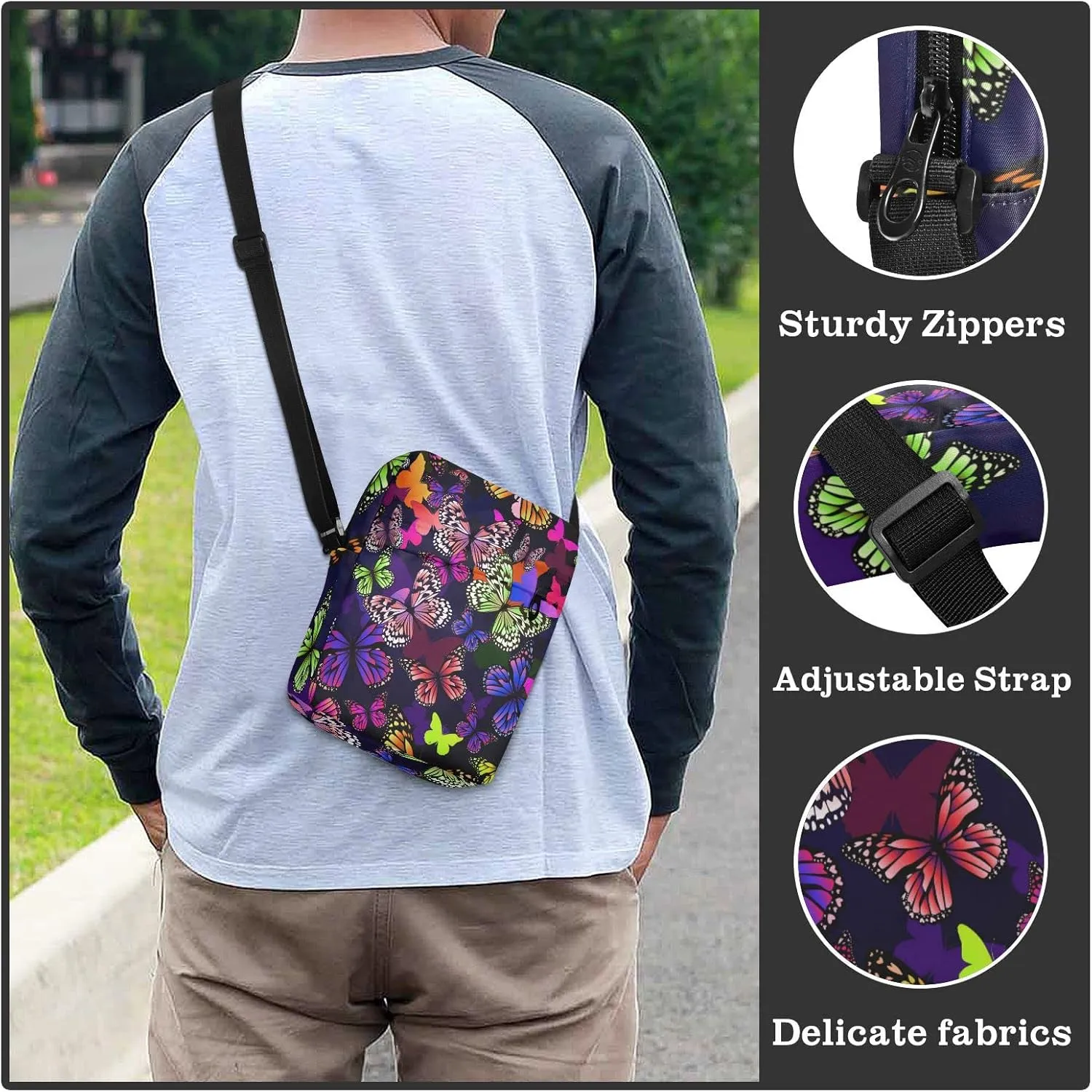 Poeticcity Crossbody Phone Bag, Small Messenger Shoulder Bag, Cash Handbag Wallet Purse