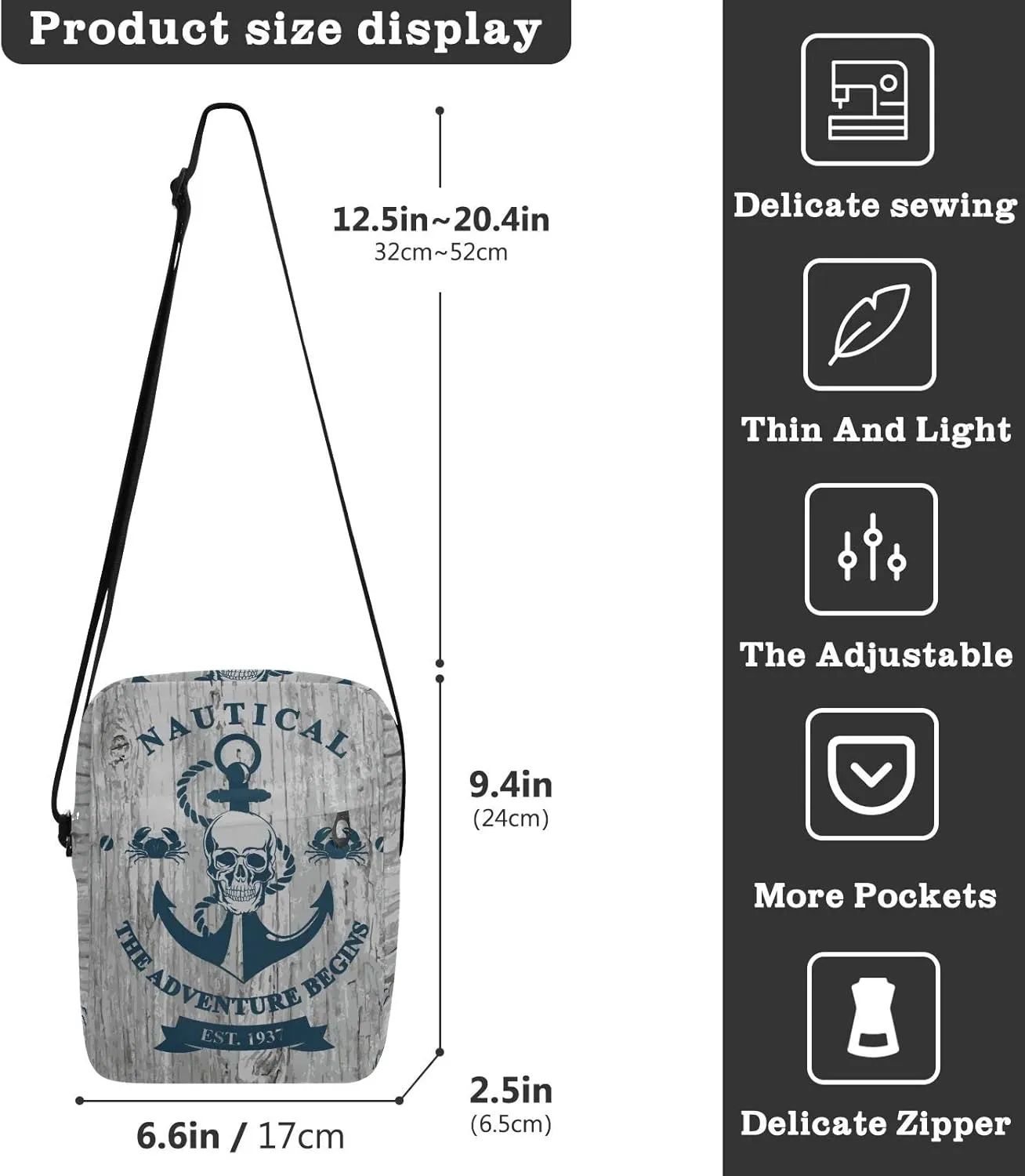 Poeticcity Crossbody Phone Bag, Small Messenger Shoulder Bag, Cash Handbag Wallet Purse