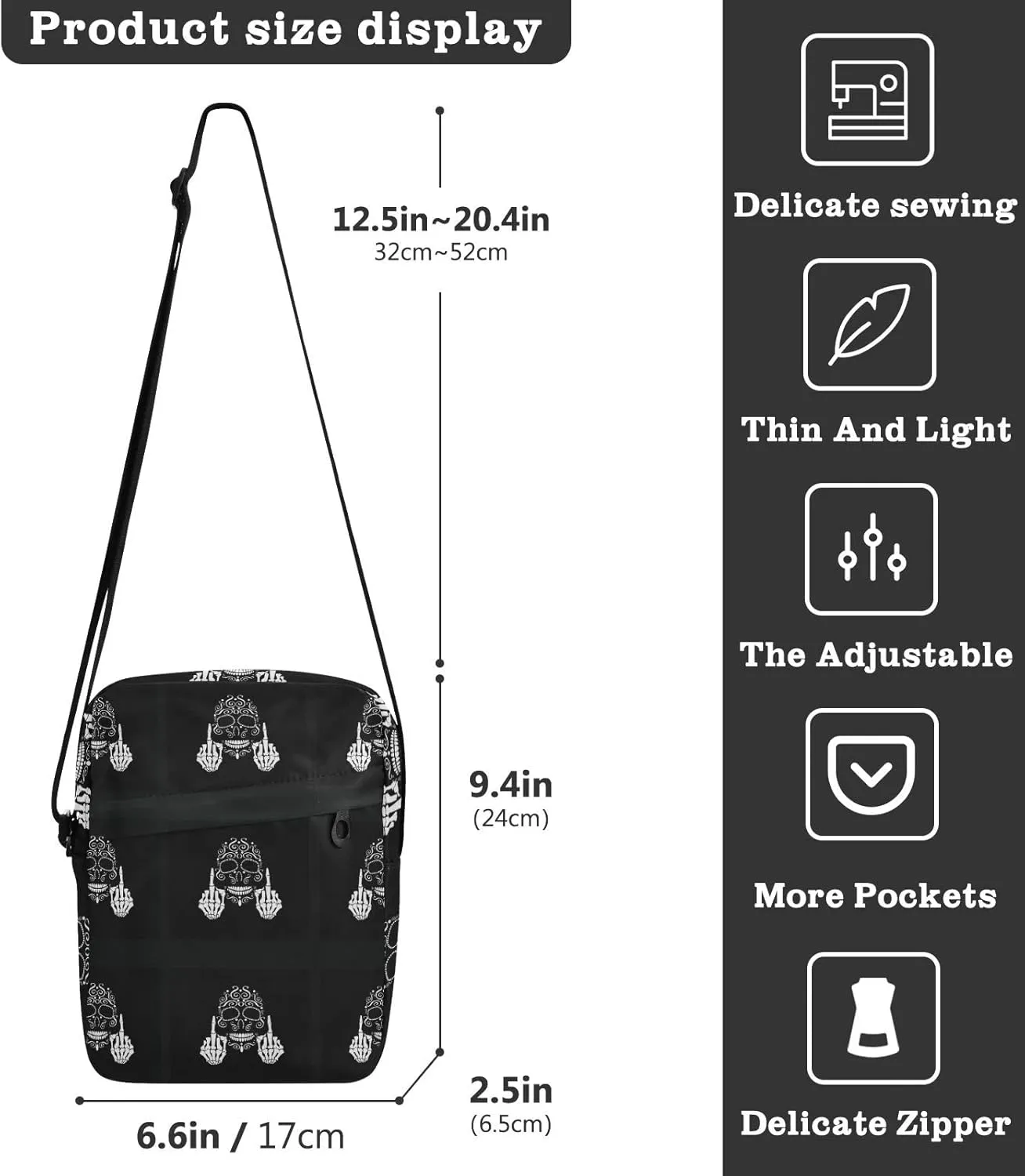 Poeticcity Crossbody Phone Bag, Small Messenger Shoulder Bag, Cash Handbag Wallet Purse