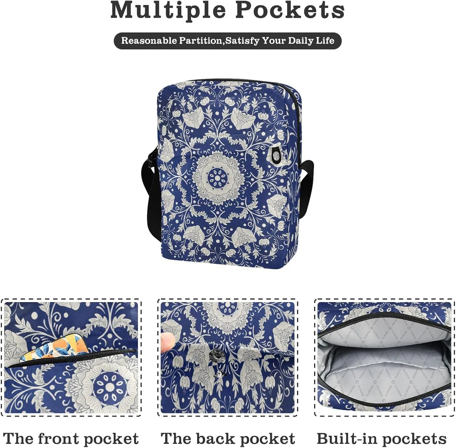 Poeticcity Crossbody Phone Bag, Small Messenger Shoulder Bag, Cash Handbag Wallet Purse