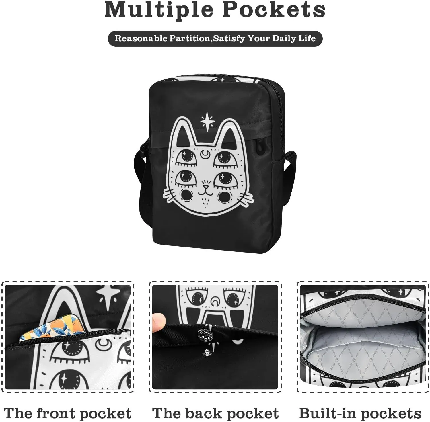 Poeticcity Crossbody Phone Bag, Small Messenger Shoulder Bag, Cash Handbag Wallet Purse