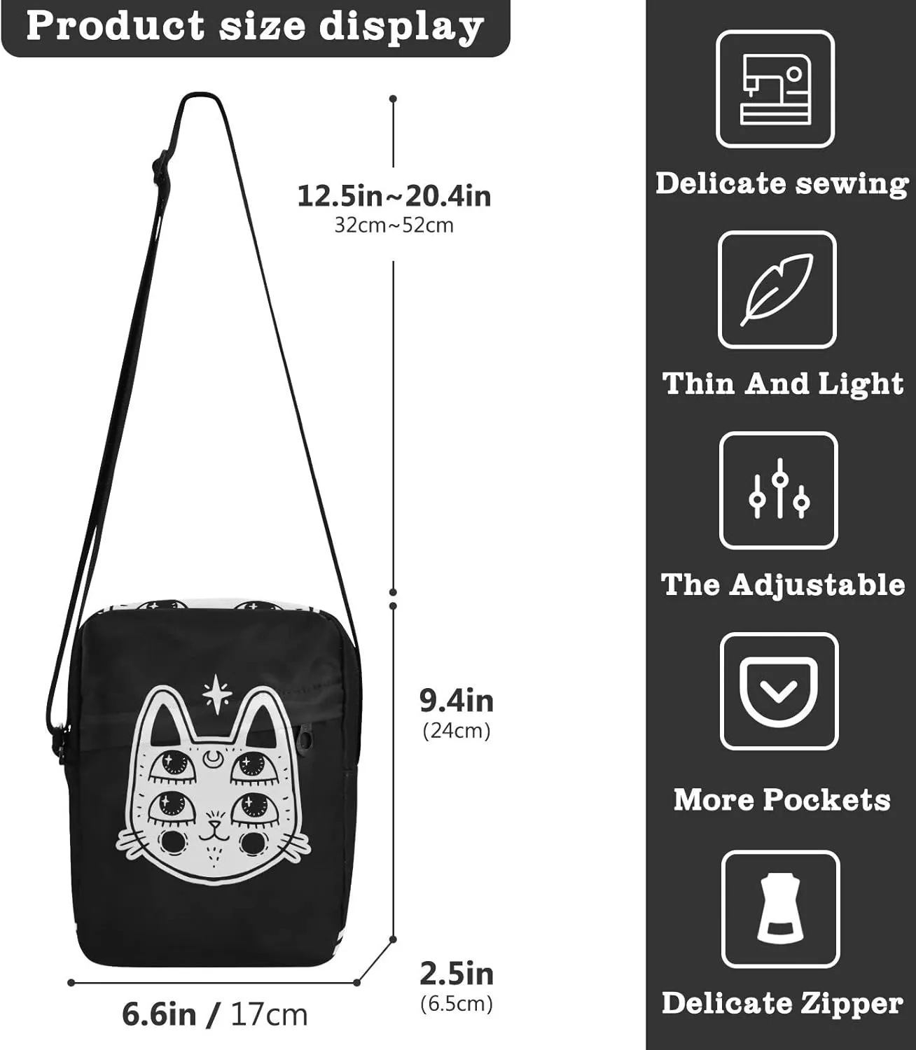 Poeticcity Crossbody Phone Bag, Small Messenger Shoulder Bag, Cash Handbag Wallet Purse
