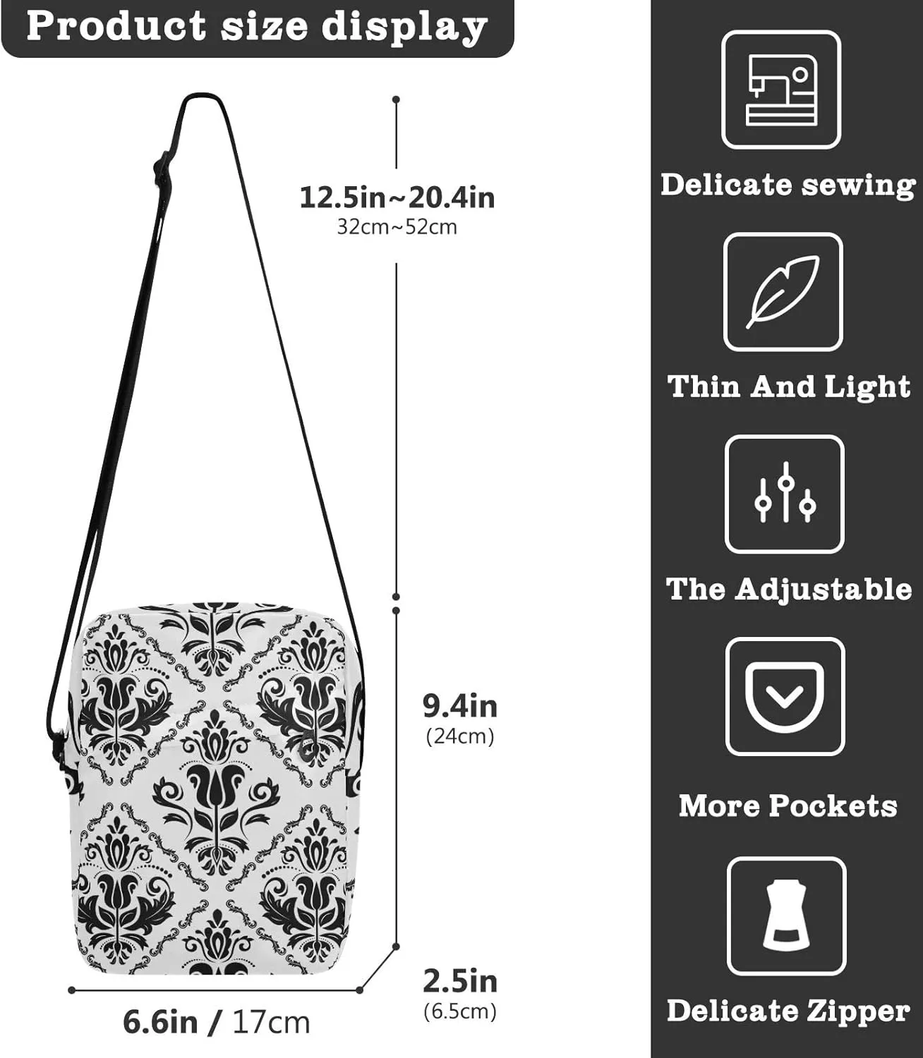 Poeticcity Crossbody Phone Bag, Small Messenger Shoulder Bag, Cash Handbag Wallet Purse