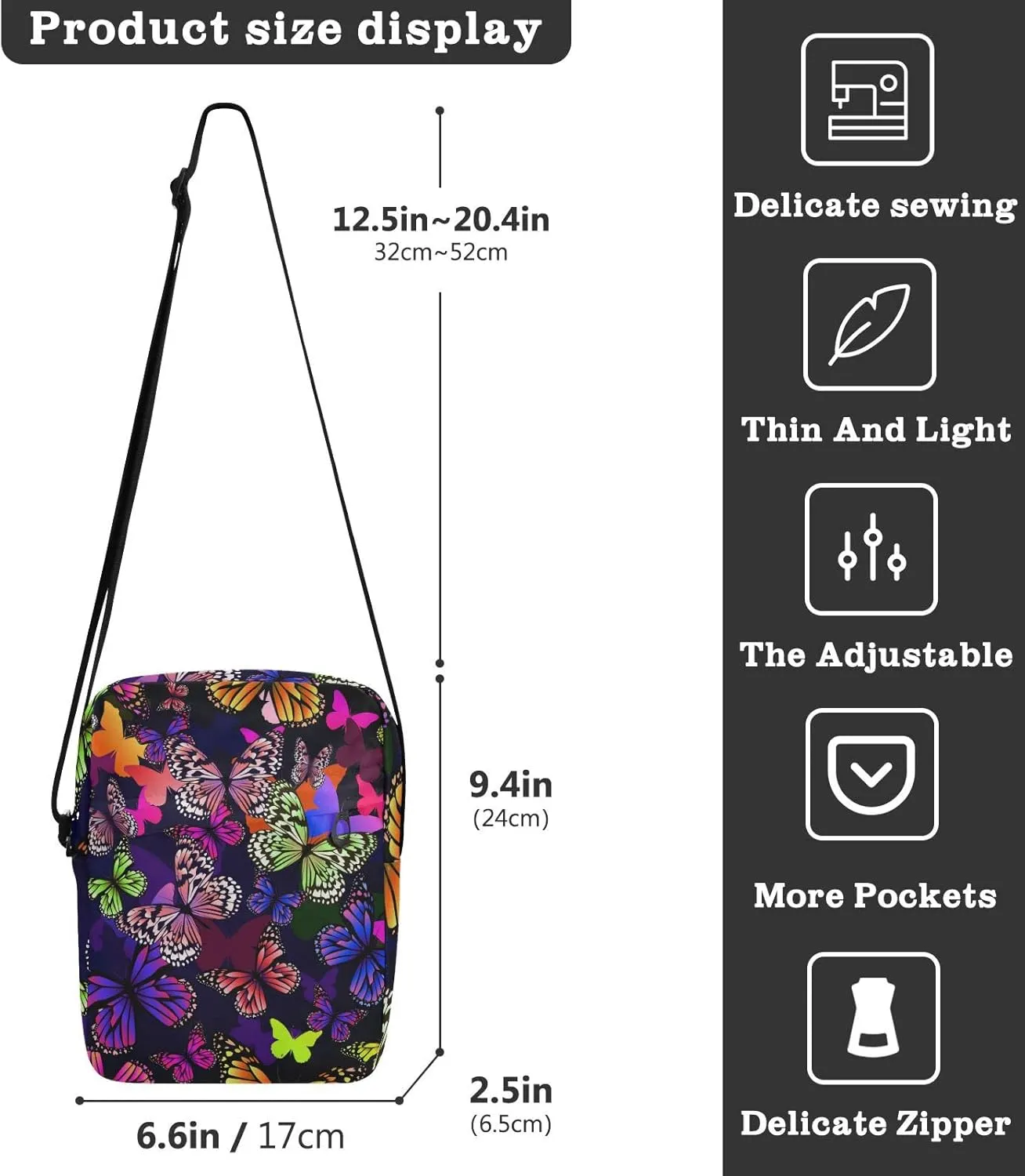 Poeticcity Crossbody Phone Bag, Small Messenger Shoulder Bag, Cash Handbag Wallet Purse