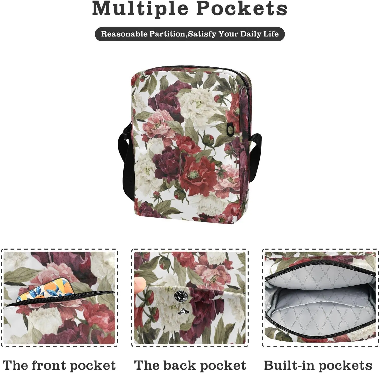 Poeticcity Crossbody Phone Bag, Small Messenger Shoulder Bag, Cash Handbag Wallet Purse