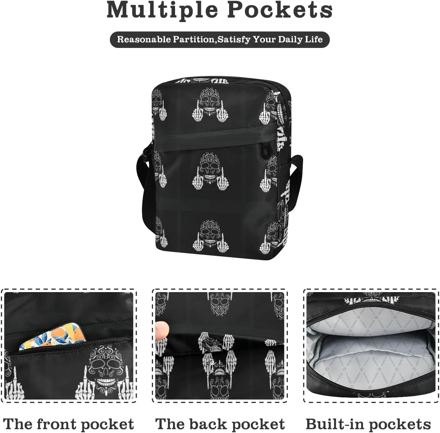 Poeticcity Crossbody Phone Bag, Small Messenger Shoulder Bag, Cash Handbag Wallet Purse
