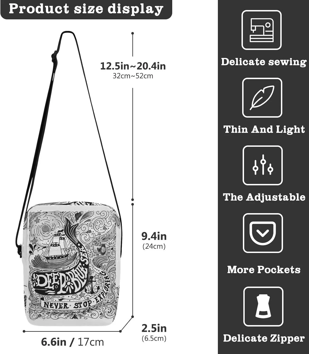 Poeticcity Crossbody Phone Bag, Small Messenger Shoulder Bag, Cash Handbag Wallet Purse