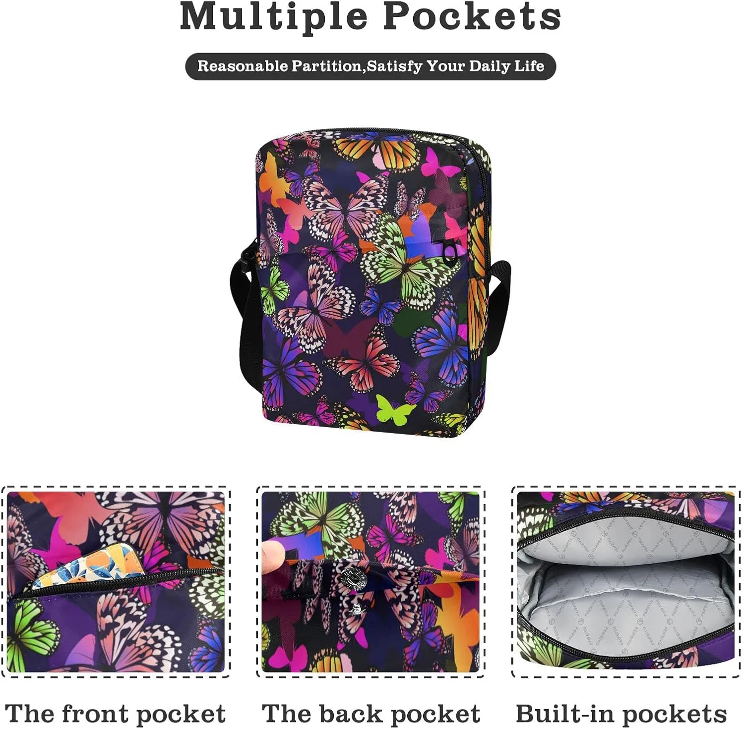 Poeticcity Crossbody Phone Bag, Small Messenger Shoulder Bag, Cash Handbag Wallet Purse