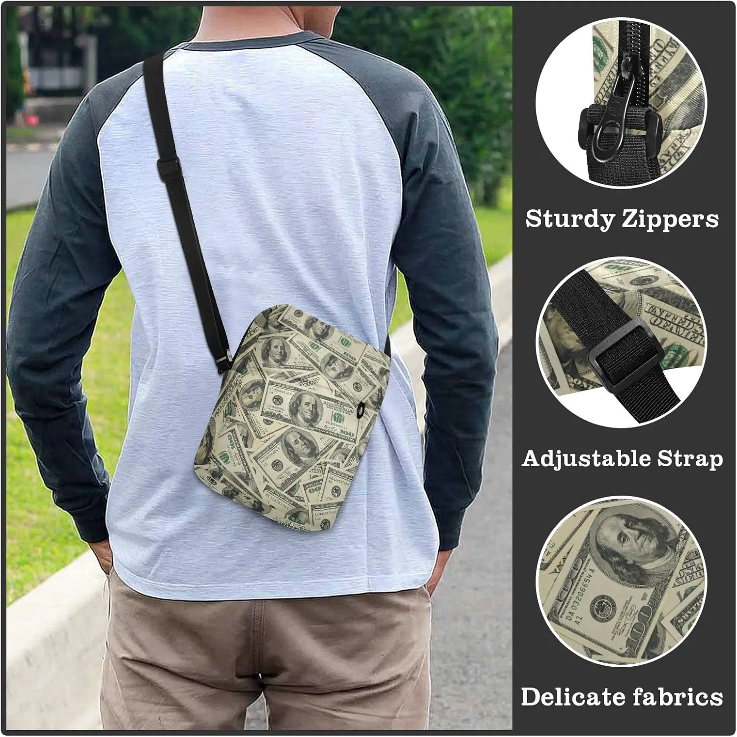 Poeticcity Crossbody Phone Bag, Small Messenger Shoulder Bag, Cash Handbag Wallet Purse