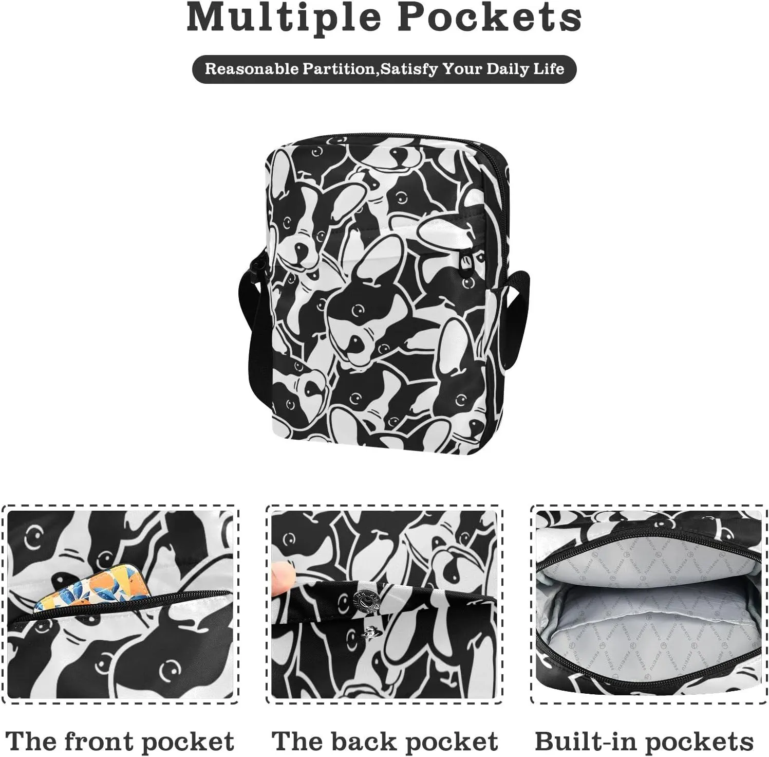 Poeticcity Crossbody Phone Bag, Small Messenger Shoulder Bag, Cash Handbag Wallet Purse