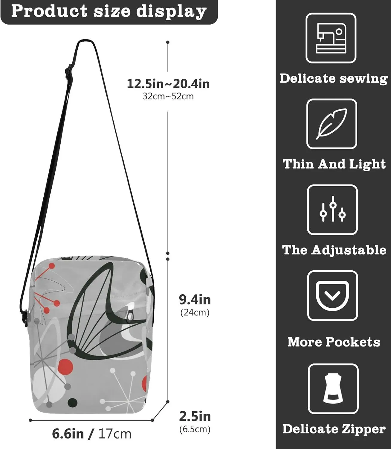 Poeticcity Crossbody Phone Bag, Small Messenger Shoulder Bag, Cash Handbag Wallet Purse