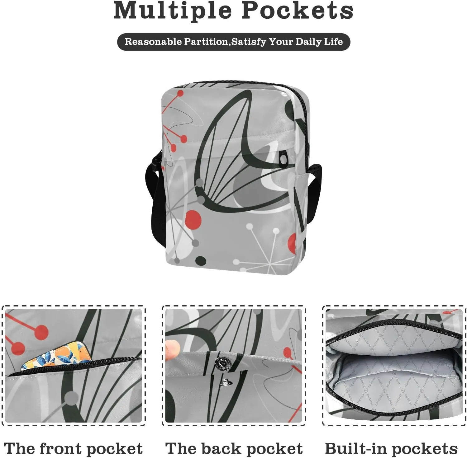 Poeticcity Crossbody Phone Bag, Small Messenger Shoulder Bag, Cash Handbag Wallet Purse