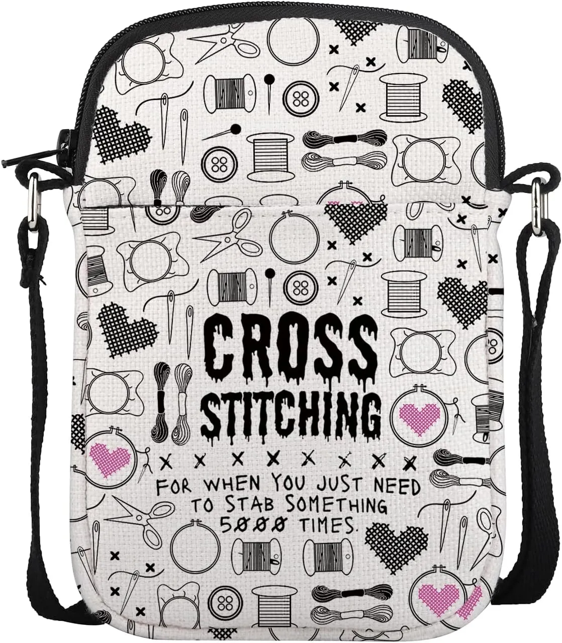 POFULL Cross Stitch Gift Craft Lovers Gift Cross Stitch Project Bag Needleworker Gift Cross Stitch Lovers Crossbody Bag