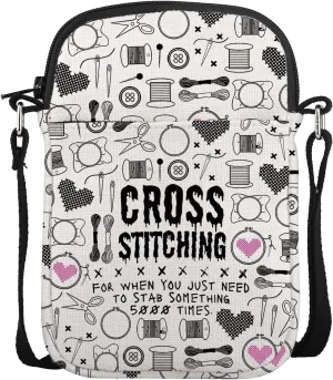 POFULL Cross Stitch Gift Craft Lovers Gift Cross Stitch Project Bag Needleworker Gift Cross Stitch Lovers Crossbody Bag
