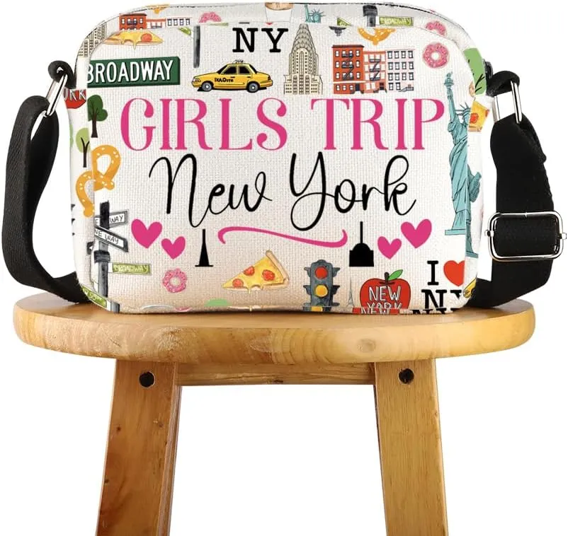 POFULL New York Vacation Gift Trip New York Zipper pouch Travel Crossbody Bag