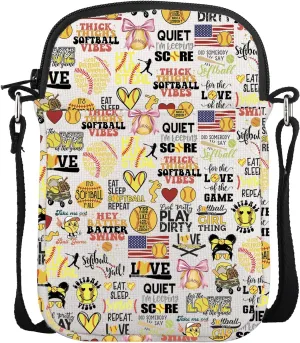 POFULL Softball Lover Gift Baseball Gift Women Softball Gift Softball Coach Gift Softball Player Crossbody Bag