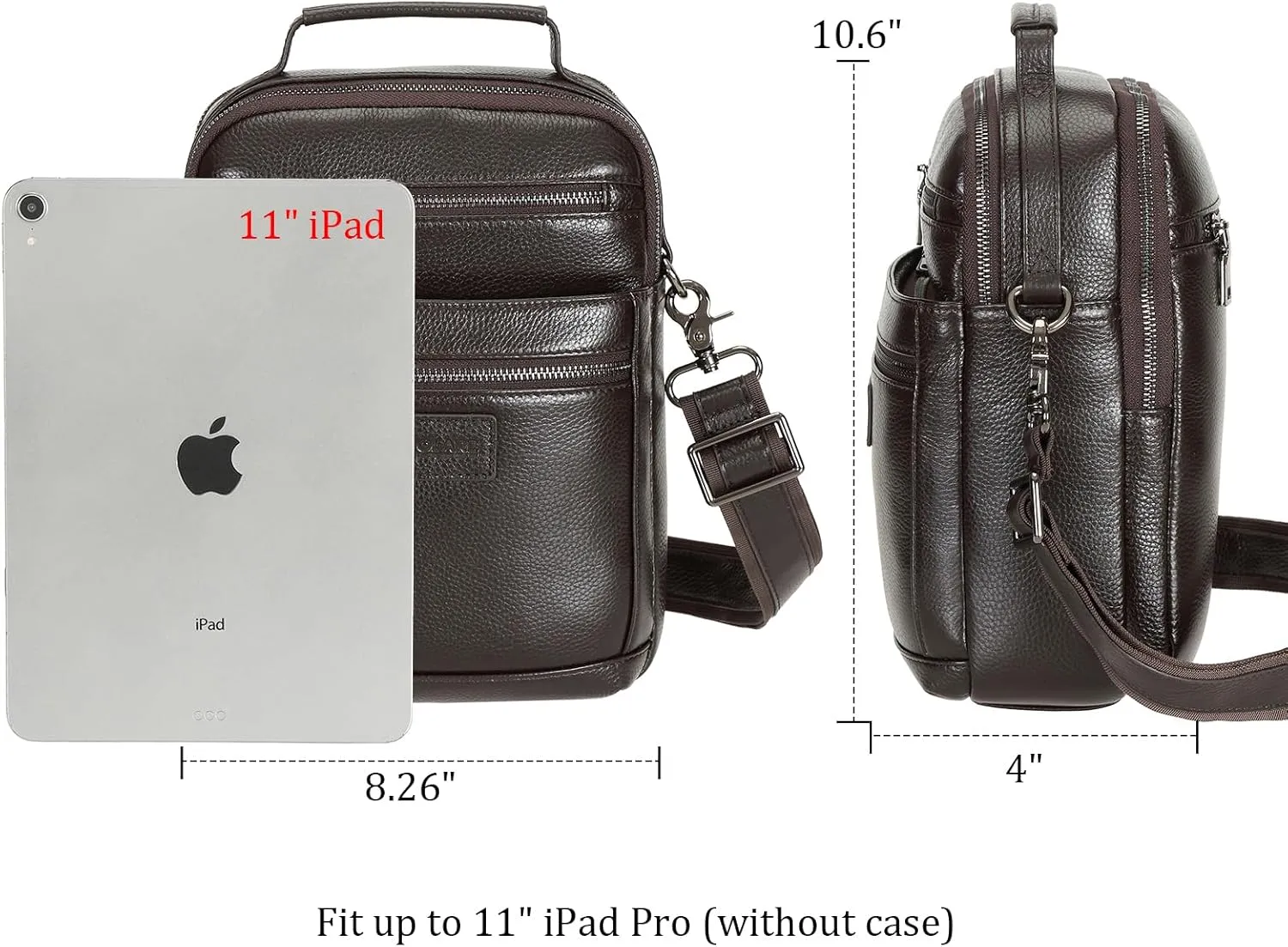 Polare Italian Full Grain Leather Messenger Bag Vintage Chest Shoulder Crossbody Bag Casual Sling Business Handbag for Men