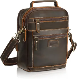 Polare Italian Full Grain Leather Messenger Bag Vintage Chest Shoulder Crossbody Bag Casual Sling Business Handbag for Men