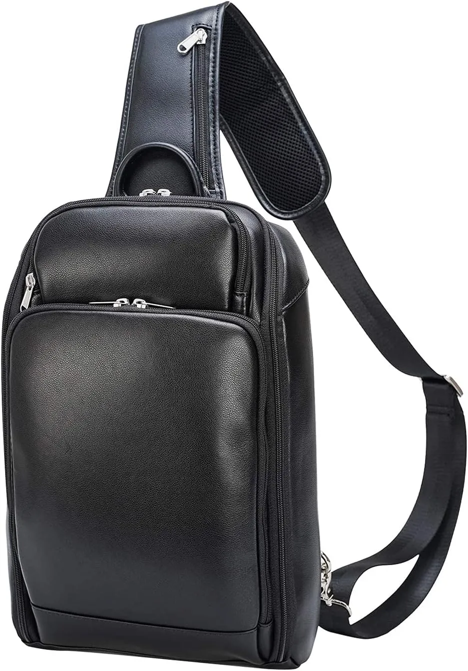 Polare Modern Style Sling Shoulder Bag Men’s Travel/Hiking Daypack with Full Grain Italian Leather and YKK Zippers