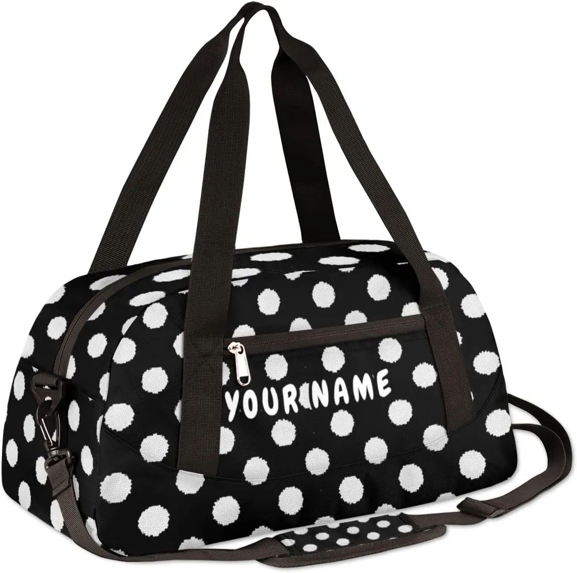 Polka Dot Personalized Kids Duffel Bag for Girls Boys, Dot Debirs Custom Name Dance Bag Overnight Small Duffel Bag Carry On Weekend Sports Travel Bag for School Practice Gymnastics Ballet