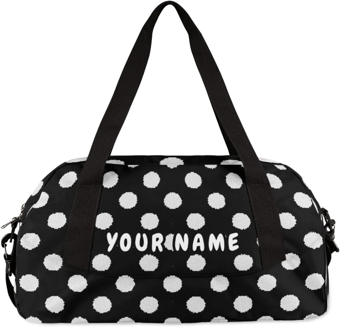 Polka Dot Personalized Kids Duffel Bag for Girls Boys, Dot Debirs Custom Name Dance Bag Overnight Small Duffel Bag Carry On Weekend Sports Travel Bag for School Practice Gymnastics Ballet