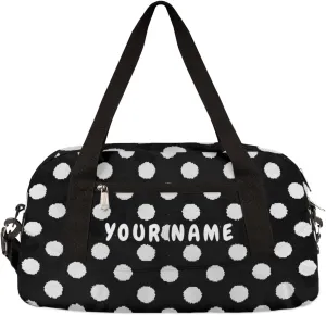 Polka Dot Personalized Kids Duffel Bag for Girls Boys, Dot Debirs Custom Name Dance Bag Overnight Small Duffel Bag Carry On Weekend Sports Travel Bag for School Practice Gymnastics Ballet