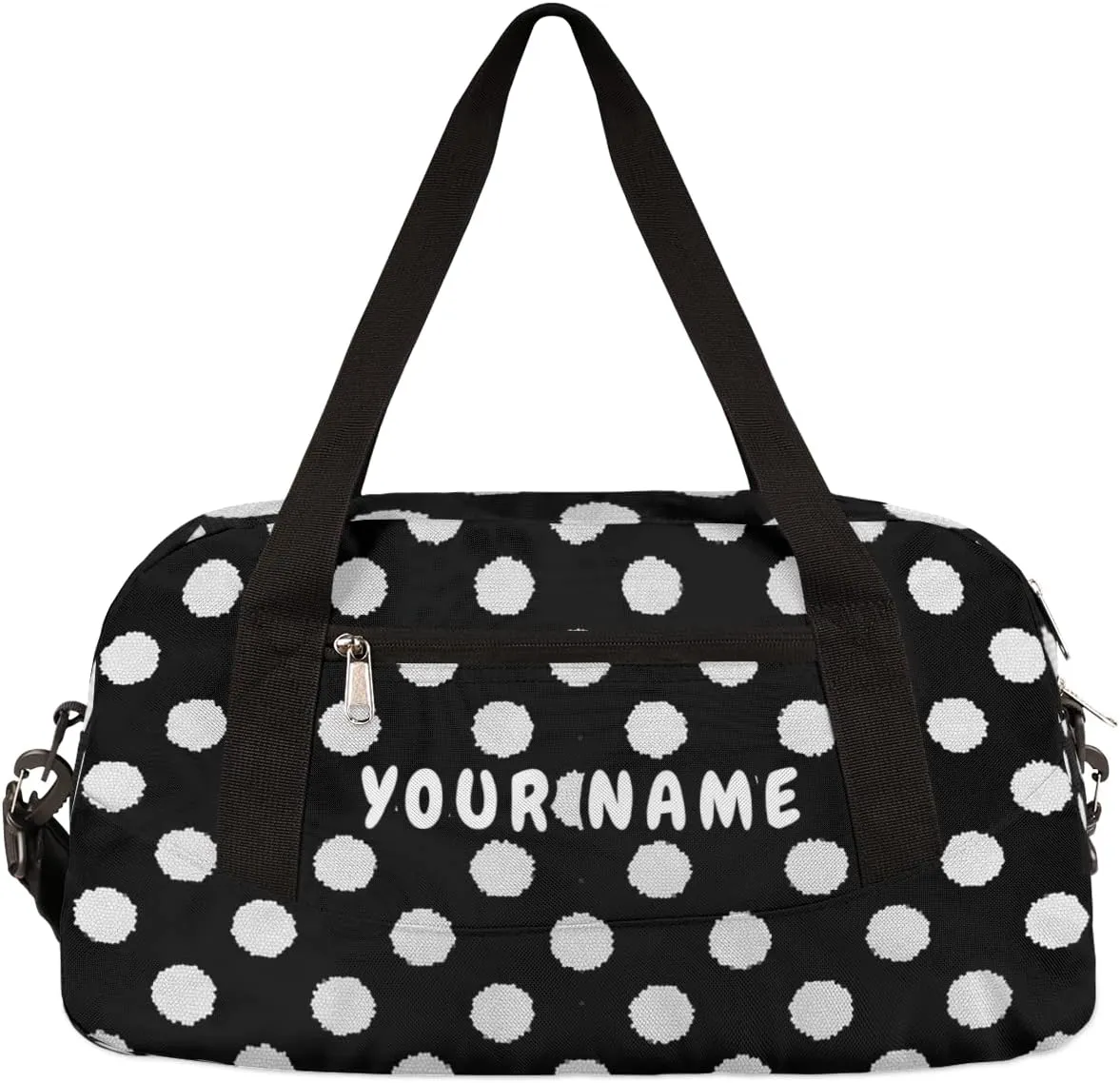 Polka Dot Personalized Kids Duffel Bag for Girls Boys, Dot Debirs Custom Name Dance Bag Overnight Small Duffel Bag Carry On Weekend Sports Travel Bag for School Practice Gymnastics Ballet