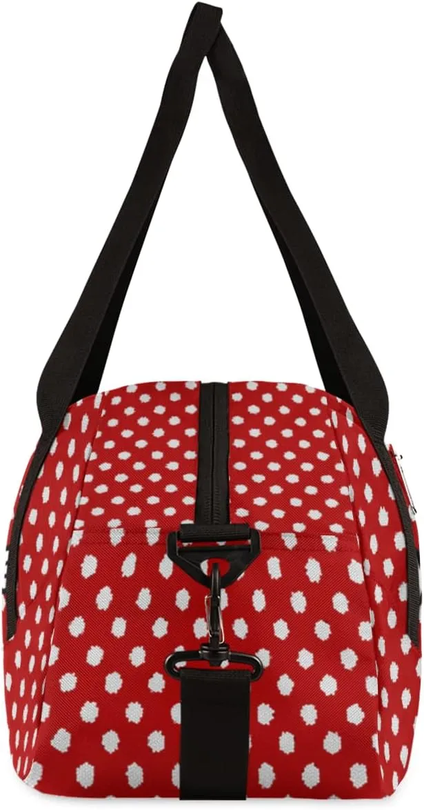 Polka Dot Red Personalized Kids Duffel Bag for Girls Boys, Dot Debris Custom Name Dance Bag Overnight Small Duffel Bag Carry On Weekend Sports Travel Bag for School Practice Gymnastics Ballet