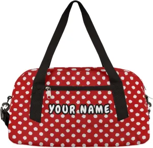 Polka Dot Red Personalized Kids Duffel Bag for Girls Boys, Dot Debris Custom Name Dance Bag Overnight Small Duffel Bag Carry On Weekend Sports Travel Bag for School Practice Gymnastics Ballet